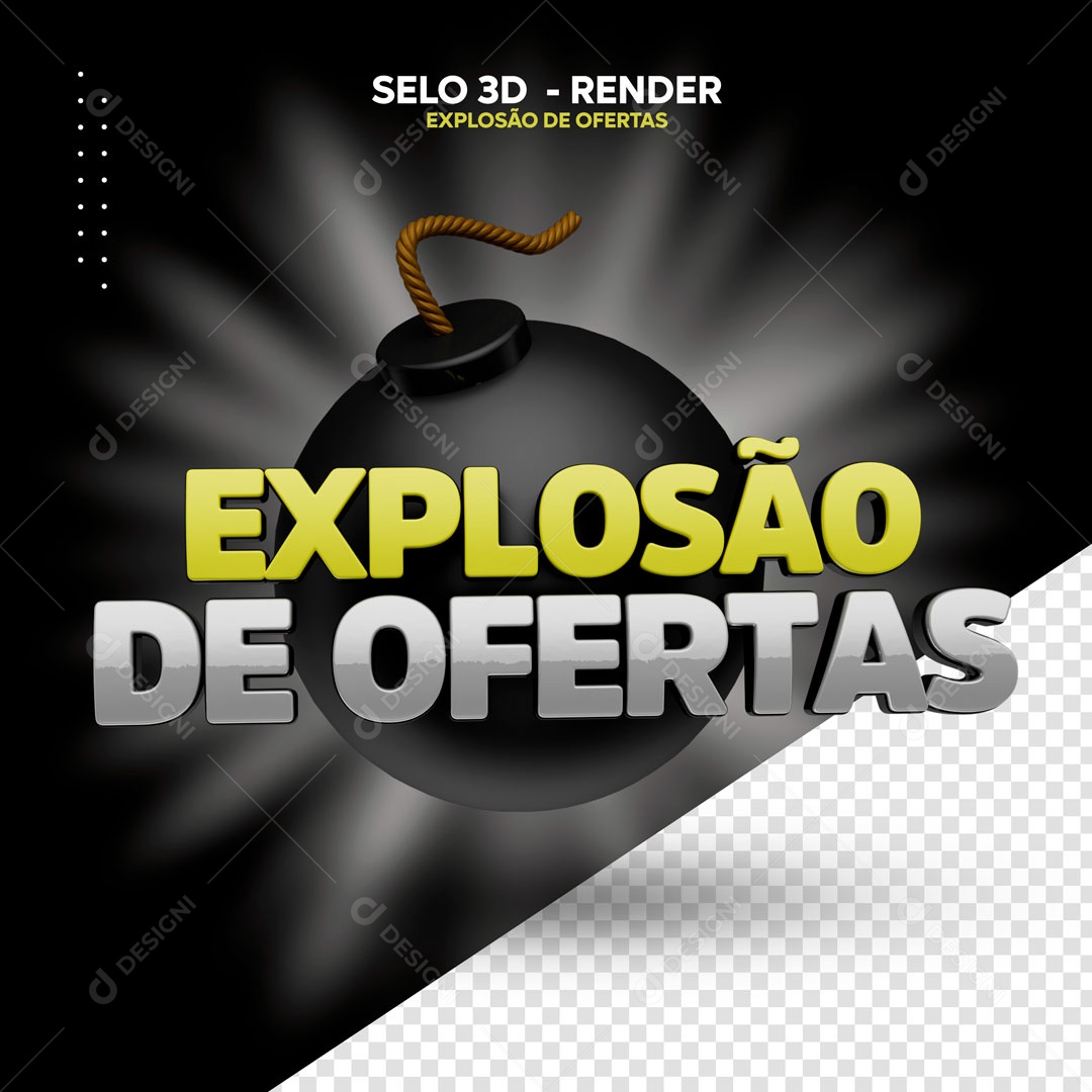 Selo 3D Explosão De Ofertas Para Composição PSD