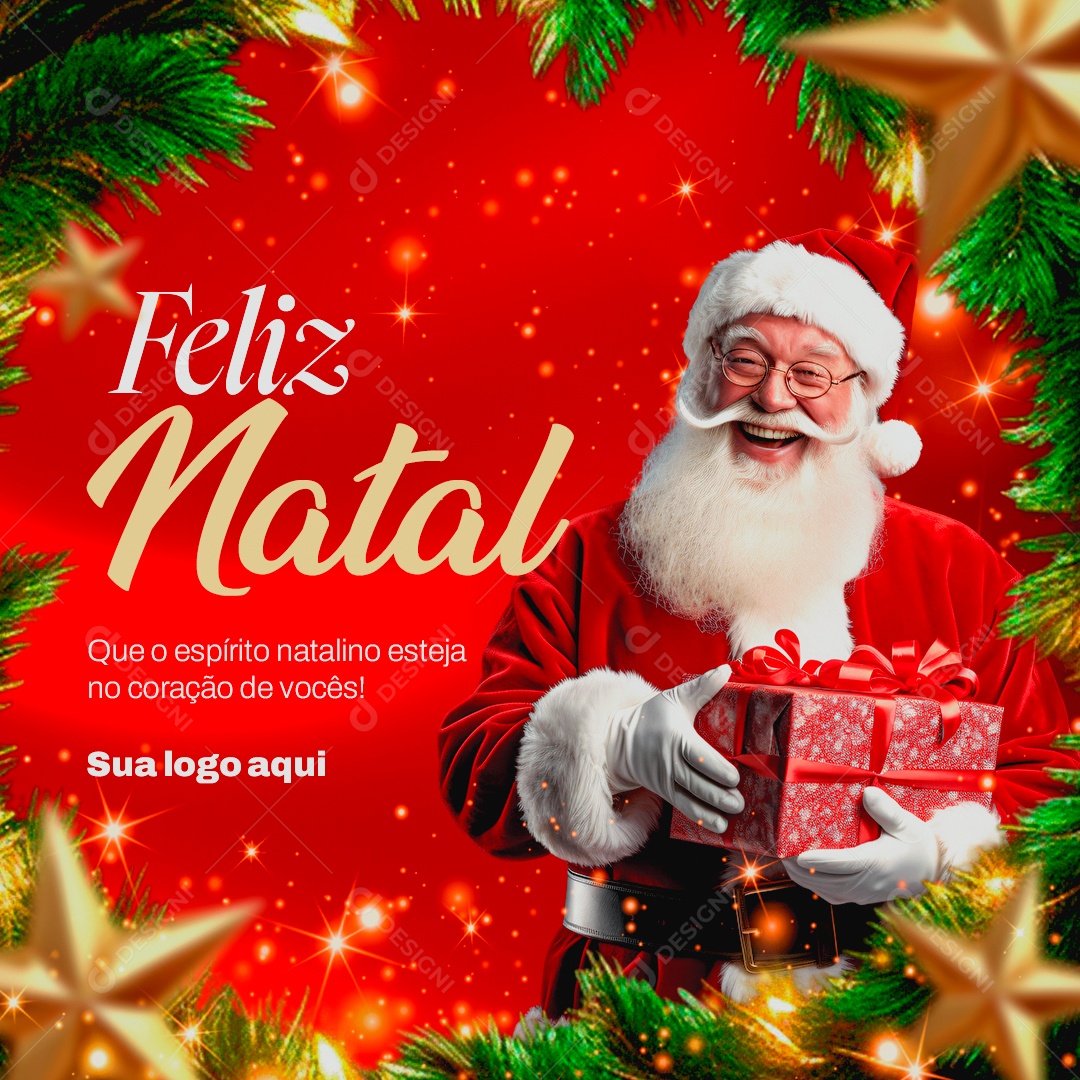 Feliz Natal Que o Espírito Natalino Esteja no Coração de Vocês Social Media PSD Editável