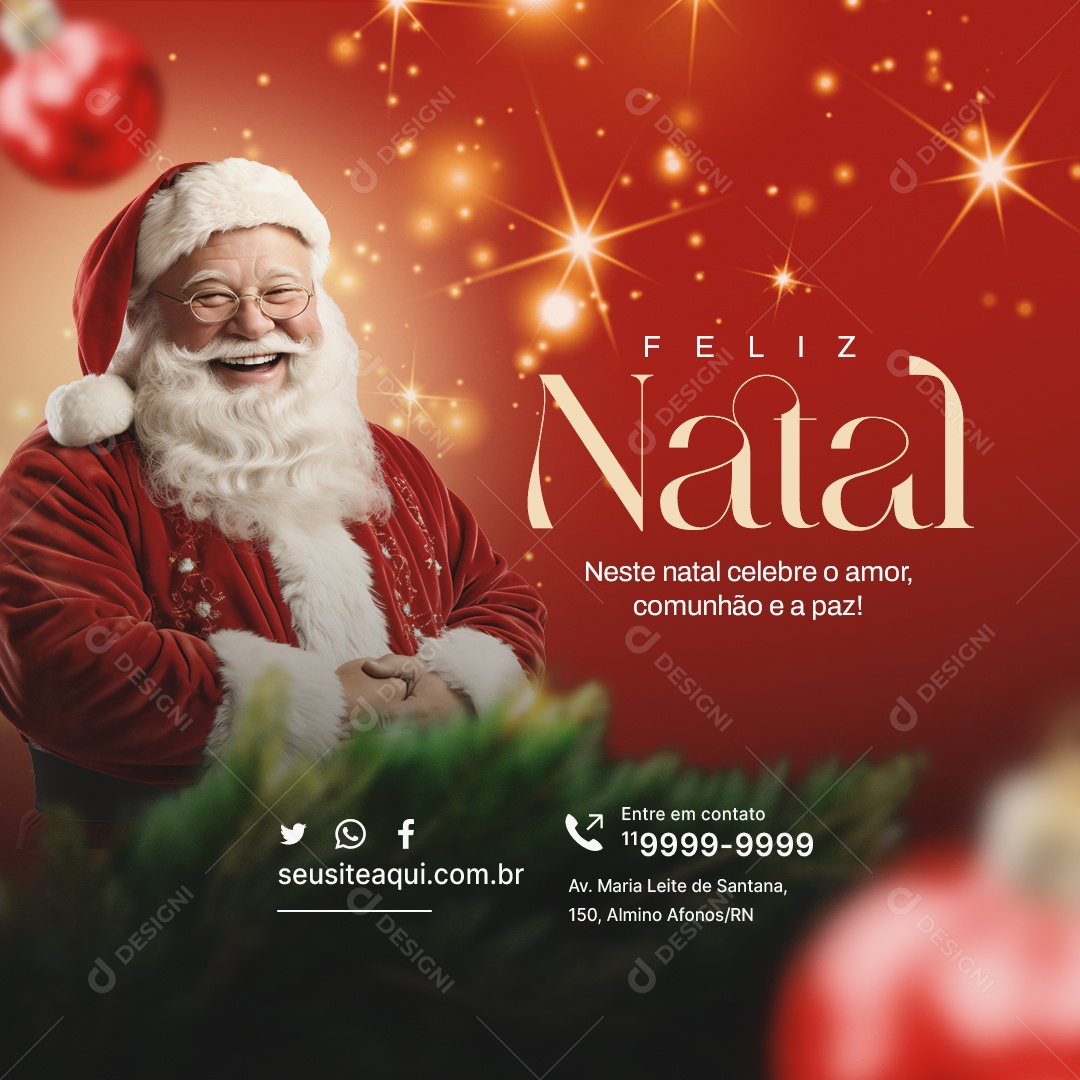 Feliz Natal Neste Natal Celebre o Amor Comunhão e a Paz Social Media PSD Editável