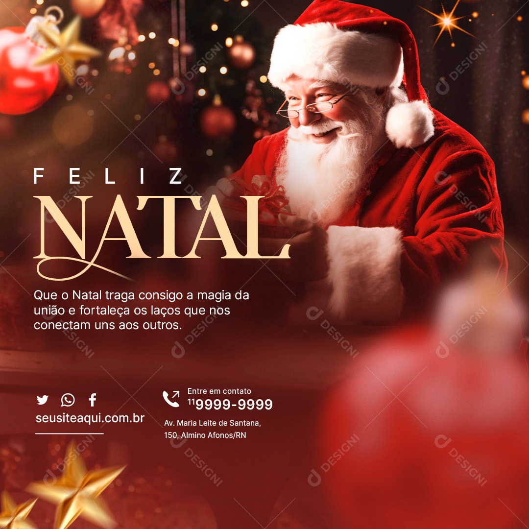 Feliz Natal Que o Natal Traga Consigo a Magia da União e Fortaleça os Laços Social Media PSD Editável