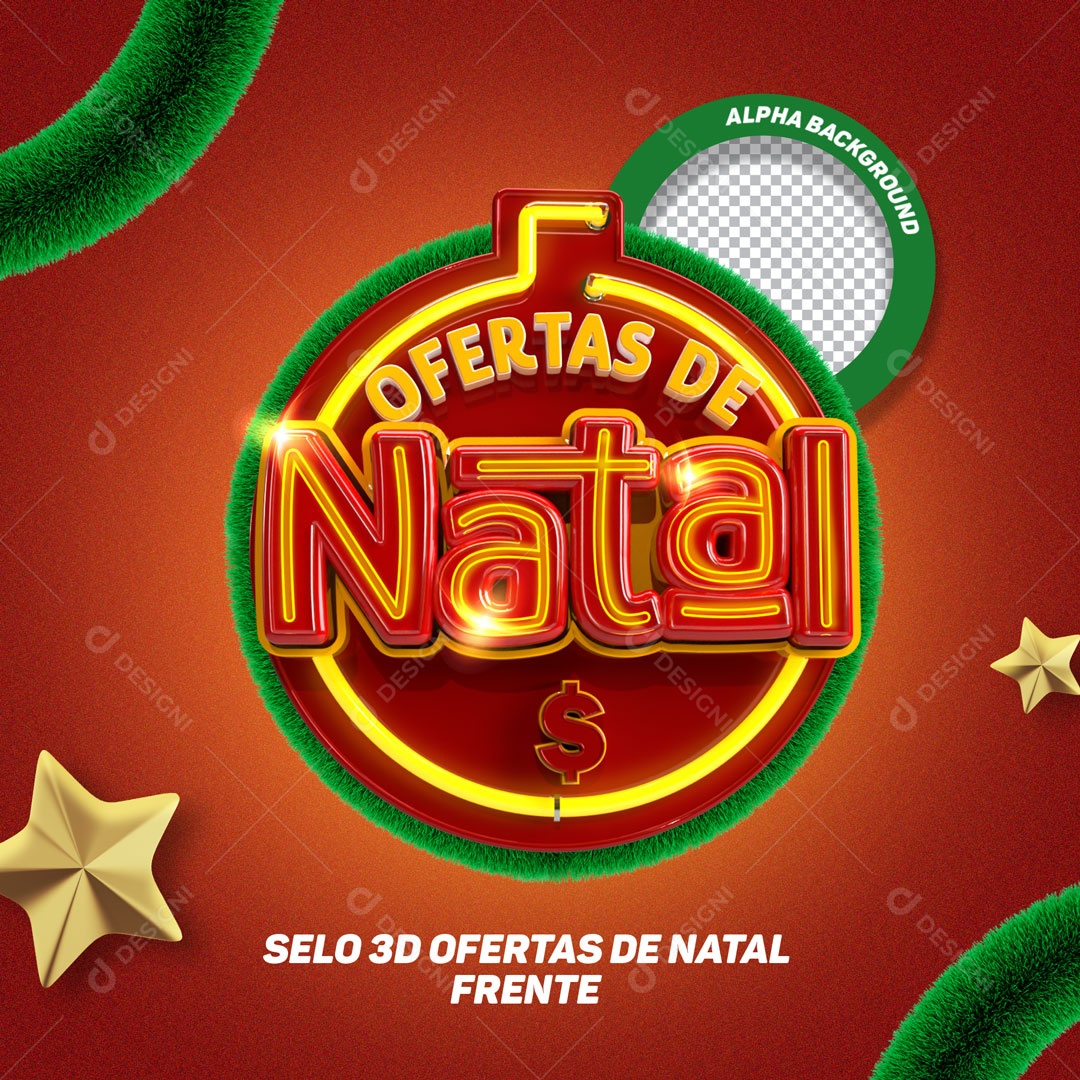 Selo 3D Ofertas De Natal Frente Para Composição PSD