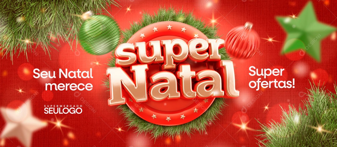 Social Media Banner Super Natal Super Ofertas PSD Editável