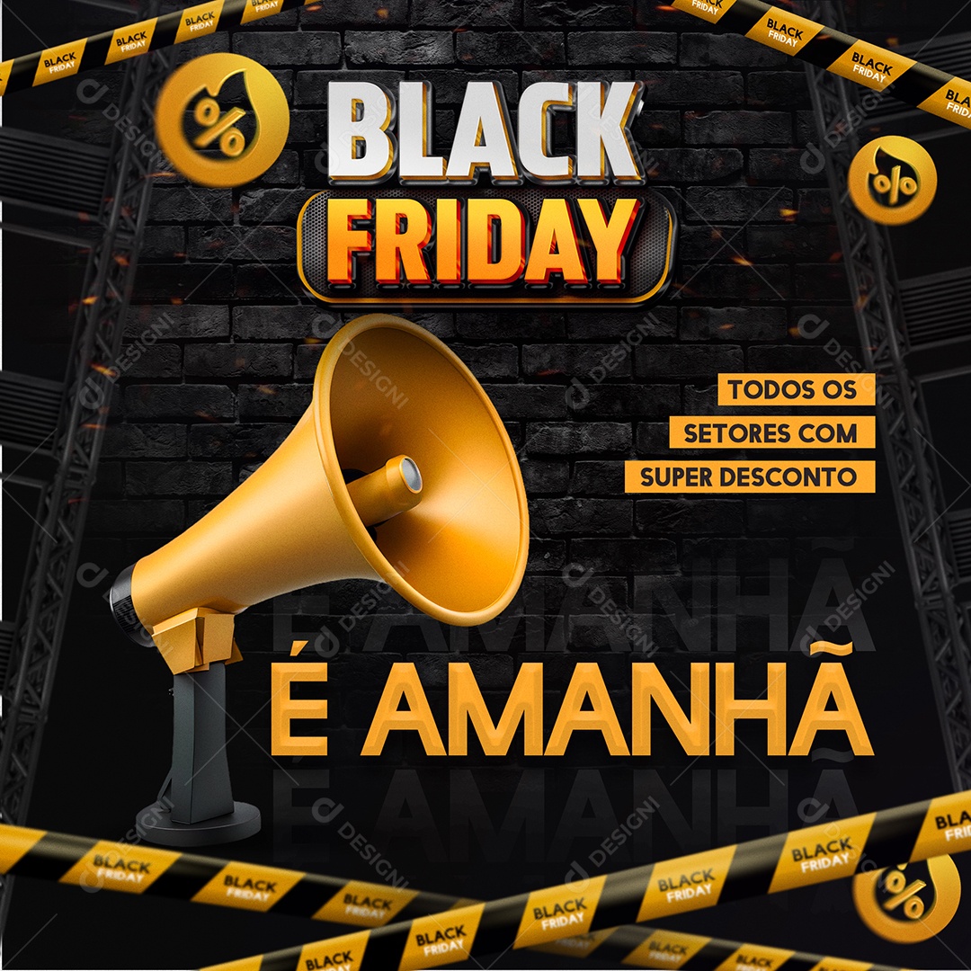 Social Media Feed Black Friday é Amanhã Super Desconto PSD Editável