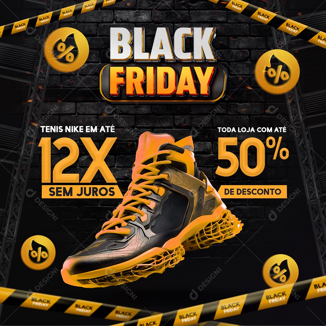 Social Media Feed Black Friday Toda Loja Com Até 50% PSD Editável