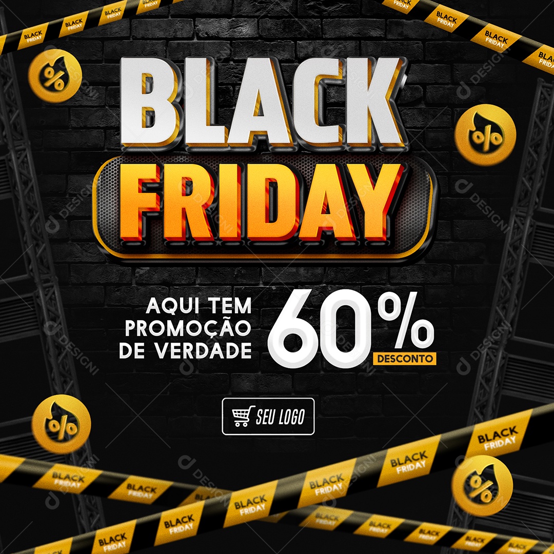 Social Media Feed Black Friday Aqui Tem Ofertas PSD Editável