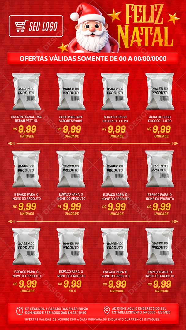 Social Media Story Encarte Feliz Natal Supermercado Ofertas PSD Editável