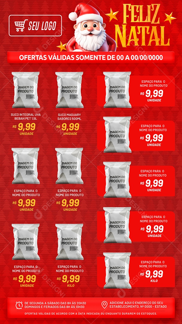Social Media Story Encarte Feliz Natal Supermercado Ofertas PSD Editável
