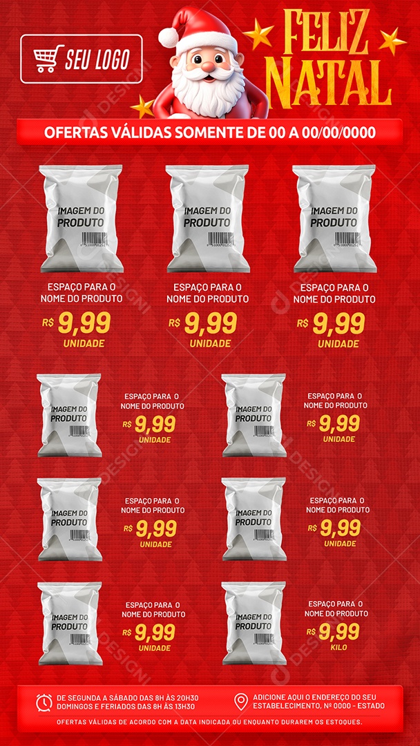 Social Media Story Encarte Feliz Natal Supermercado Ofertas PSD Editável