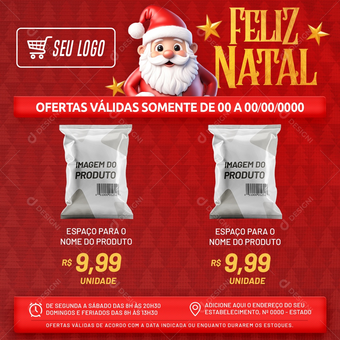Social Media Feliz Natal Supermercado Ofertas PSD Editável