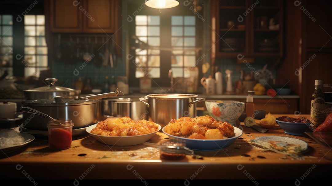 Cozinhar com pratos tradicionais e ingredientes de Hanukkah, como latkes, em um ambiente comemorativo