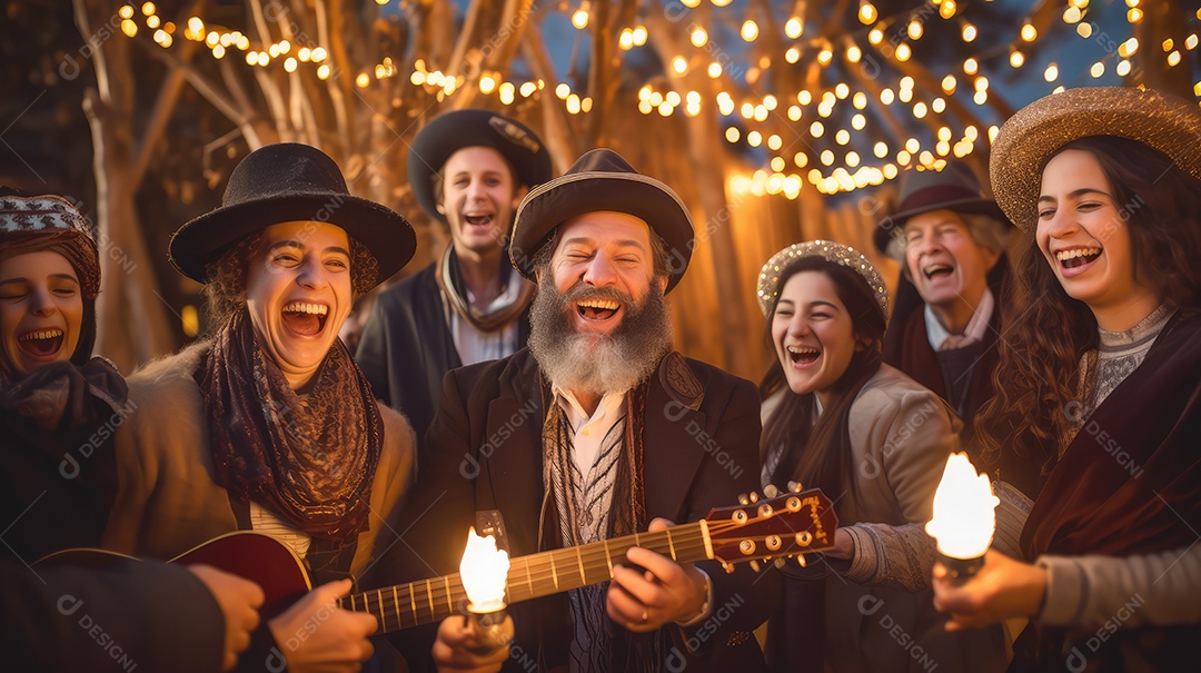 Família se divertindo jogando Dreidel durante o Hanukkah, cores vibrantes e alegria do jogo tradicional