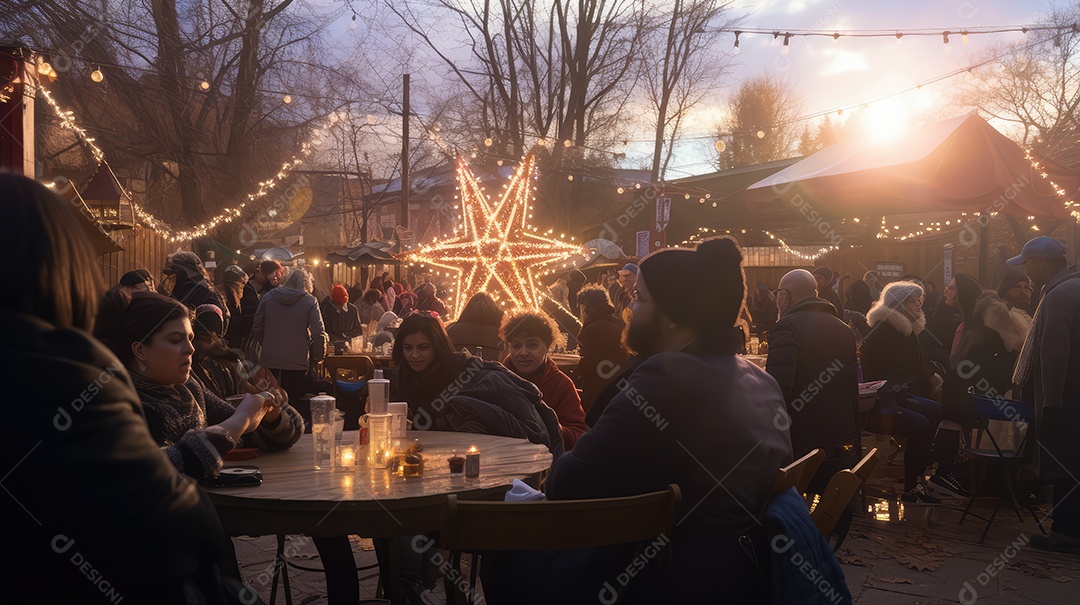 Família se divertindo jogando Dreidel durante o Hanukkah, cores vibrantes e alegria do jogo tradicional