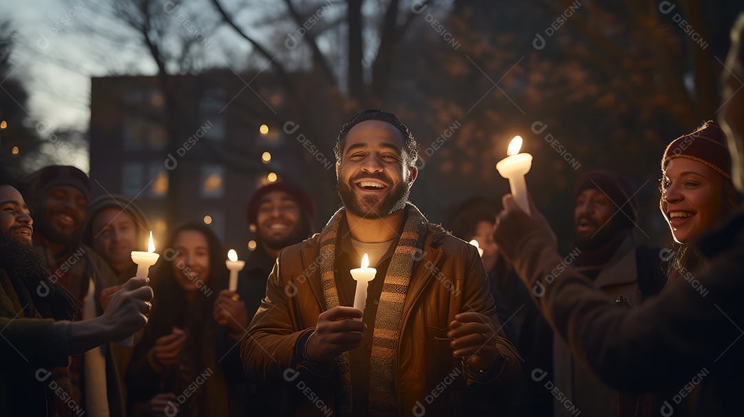 Família se divertindo jogando Dreidel durante o Hanukkah, cores vibrantes e alegria do jogo tradicional