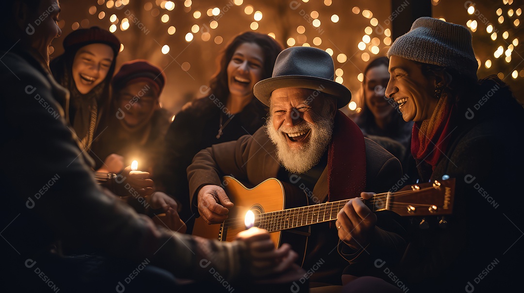 Família se divertindo jogando Dreidel durante o Hanukkah, cores vibrantes e alegria do jogo tradicional