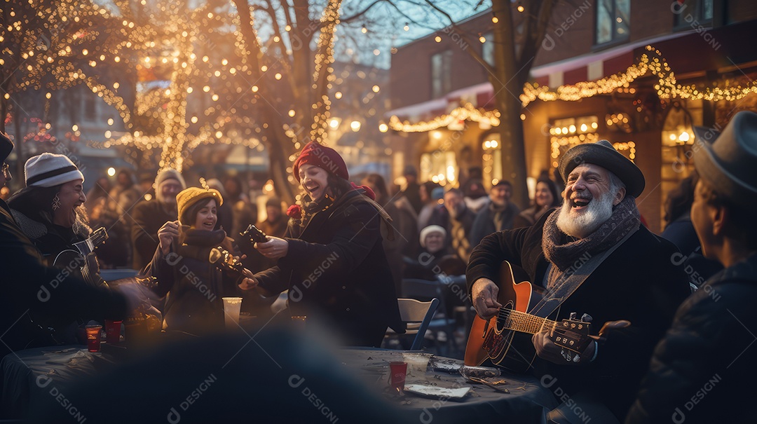 Família se divertindo jogando Dreidel durante o Hanukkah, cores vibrantes e alegria do jogo tradicional