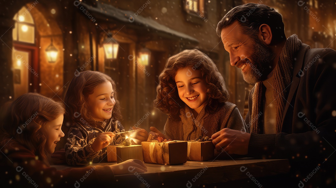 Família se divertindo jogando Dreidel durante o Hanukkah, cores vibrantes e alegria do jogo tradicional