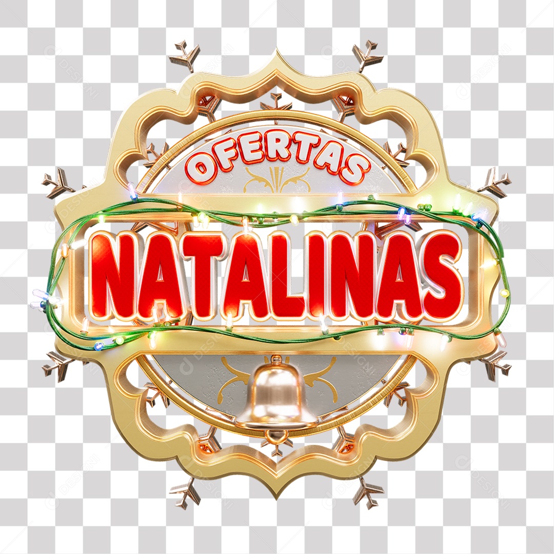 Ofertas Natalinas Selo 3D Vermelho Branco e Dourado para Composição PNG Transparente Sem Fundo