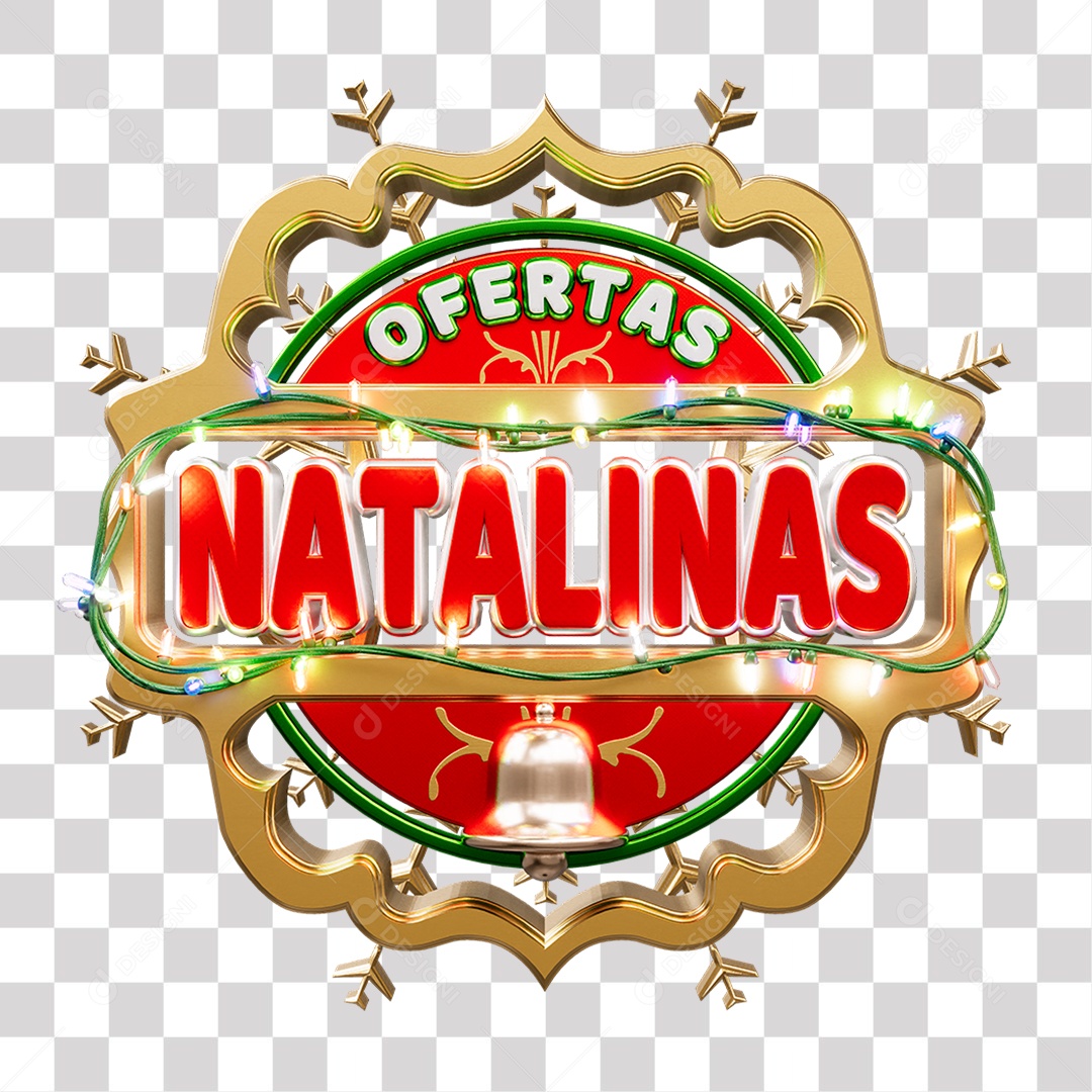 Ofertas Natalinas Selo 3D Vermelho e Dourado para Composição PNG Transparente Sem Fundo
