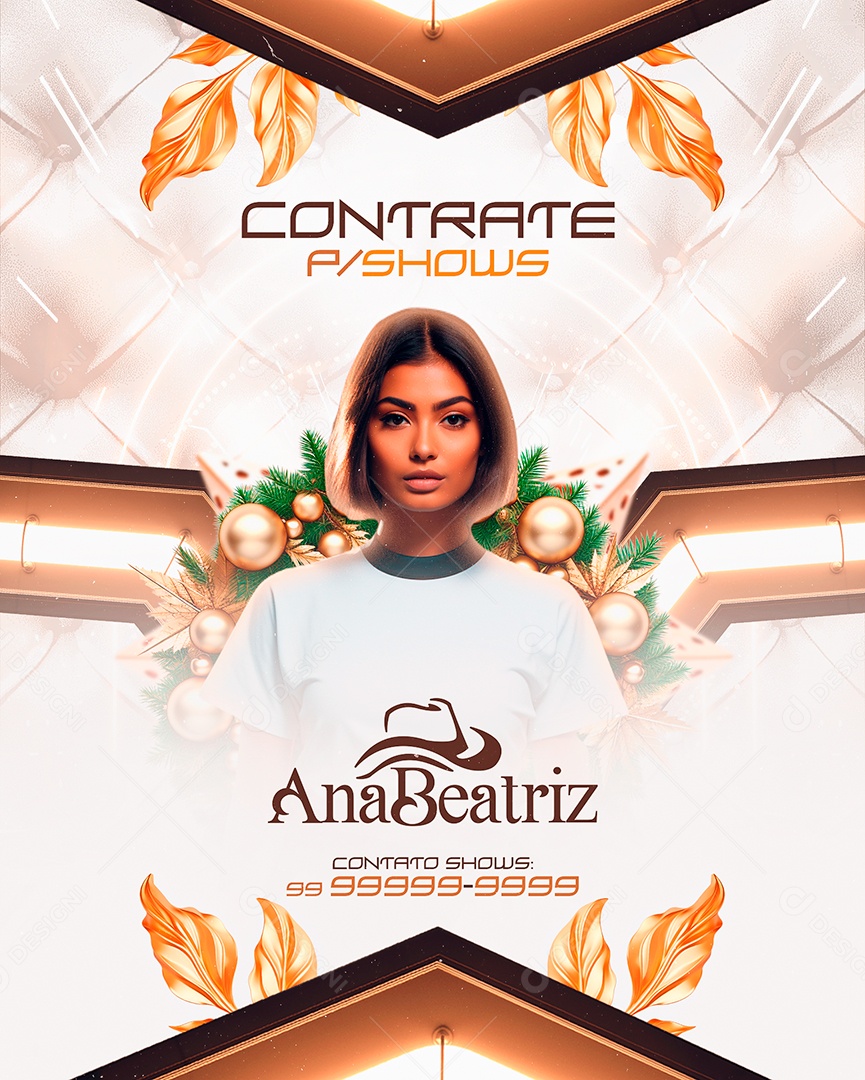 Flyer Ano Novo Contrate para Shows Ana Beatriz Social Media PSD Editável
