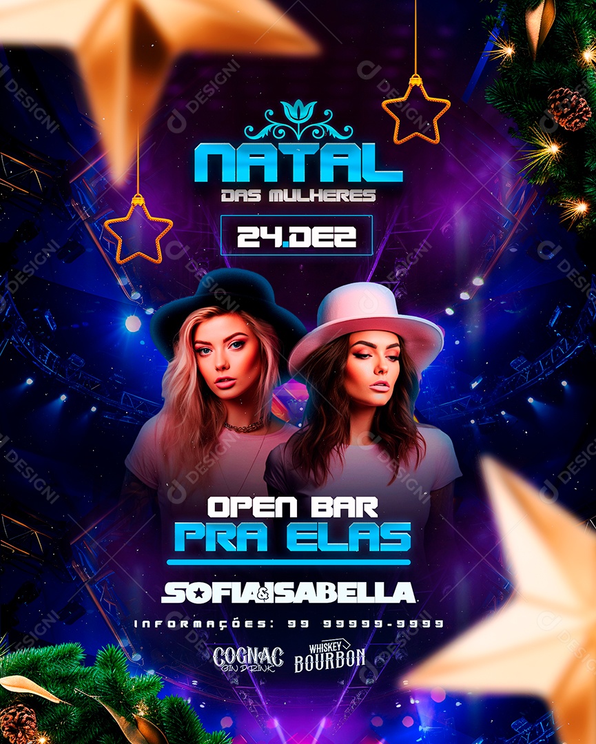 Flyer Natal Das Mulheres Sofia & Isabella Social Media PSD Editável