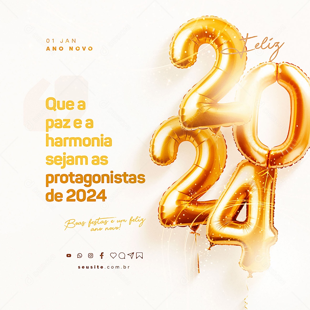 Ano Novo Que a Paz e a Harmonia Sejam as Protagonistas de 20224 Social Media PSD Editável