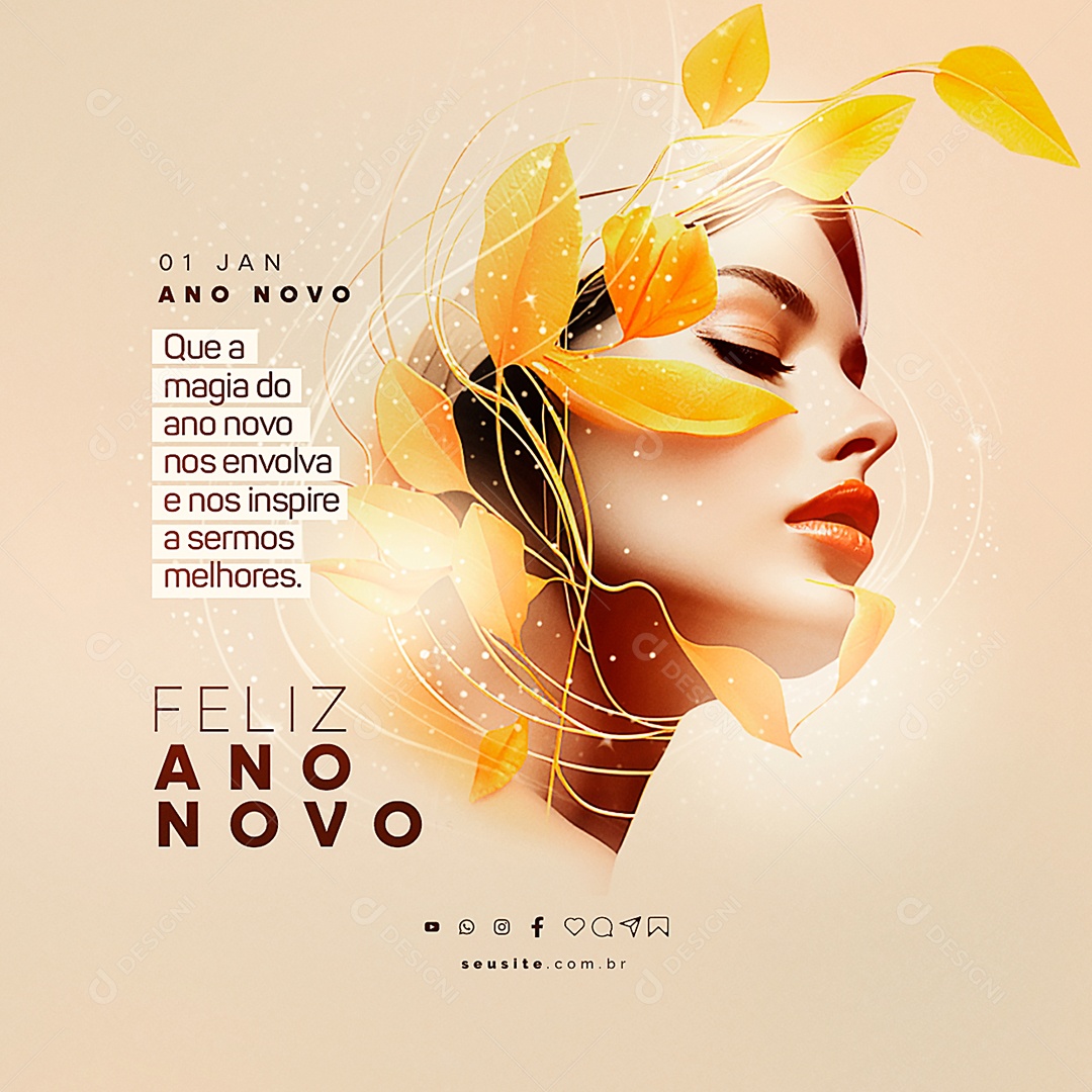 Que a Magia do Ano Novo nos Envolva e nos Inspire a Sermos Melhores Social Media PSD Editável