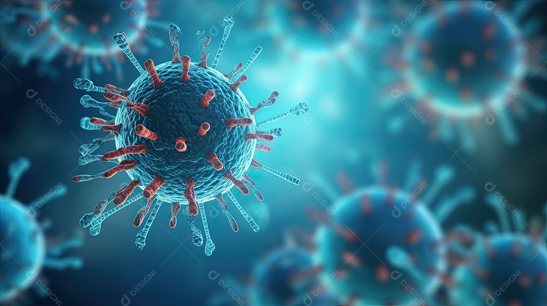 Ilustração sobre ataque de vírus ao corpo humano