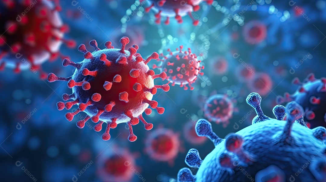 Ilustração sobre ataque de vírus ao corpo humano