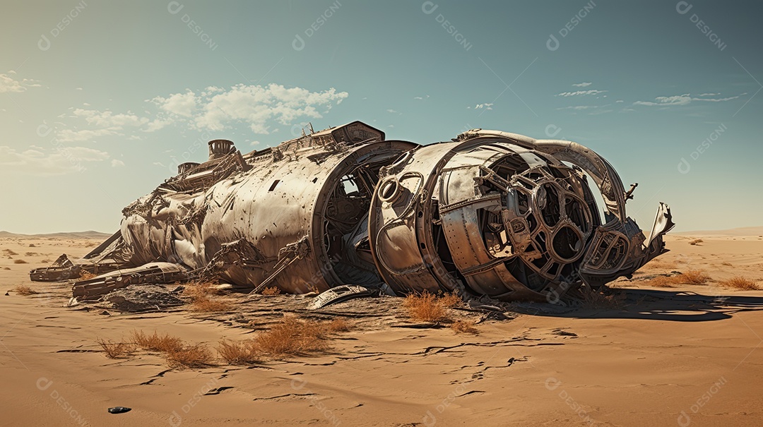 Cenário de jogo de destroços de nave espacial