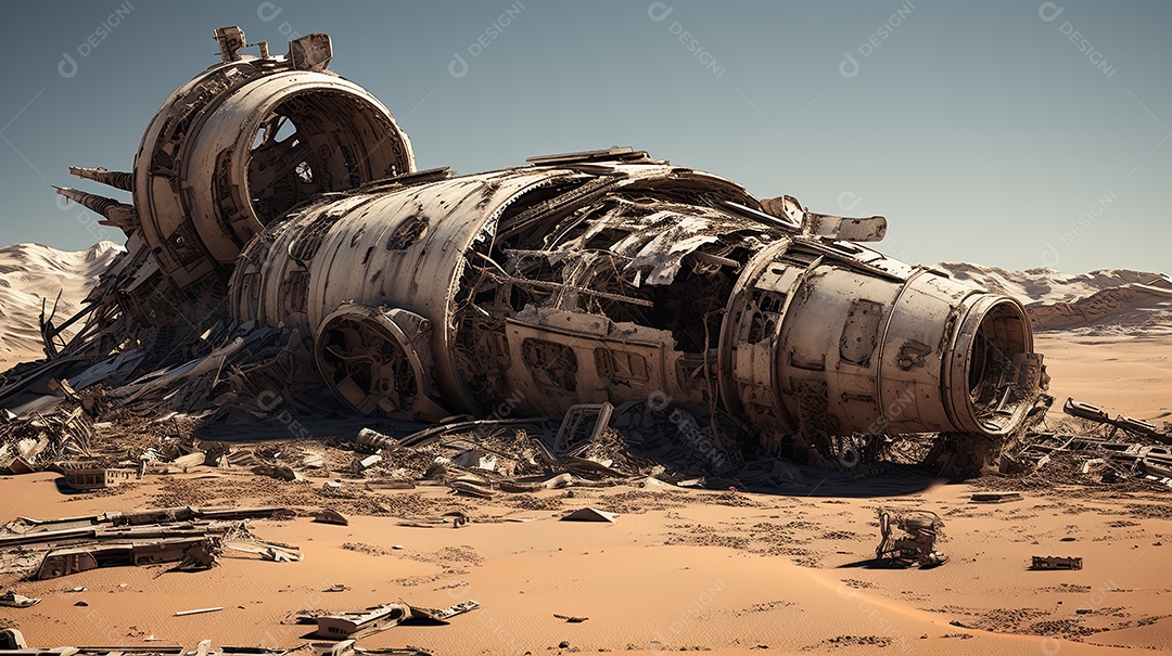 Cenário de jogo de destroços de nave espacial