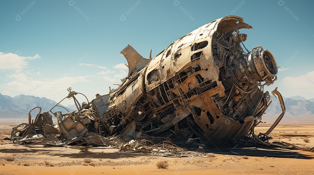 Cenário de jogo de destroços de nave espacial