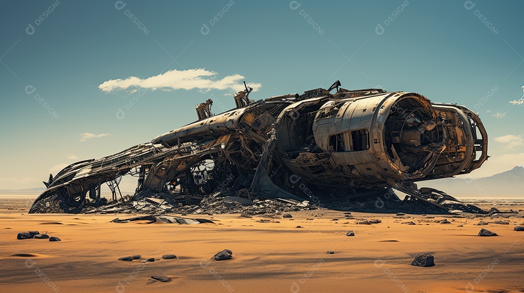 Cenário de jogo de destroços de nave espacial