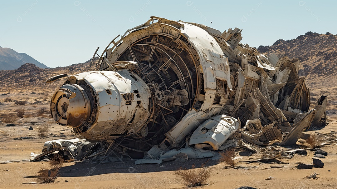 Cenário de jogo de destroços de nave espacial