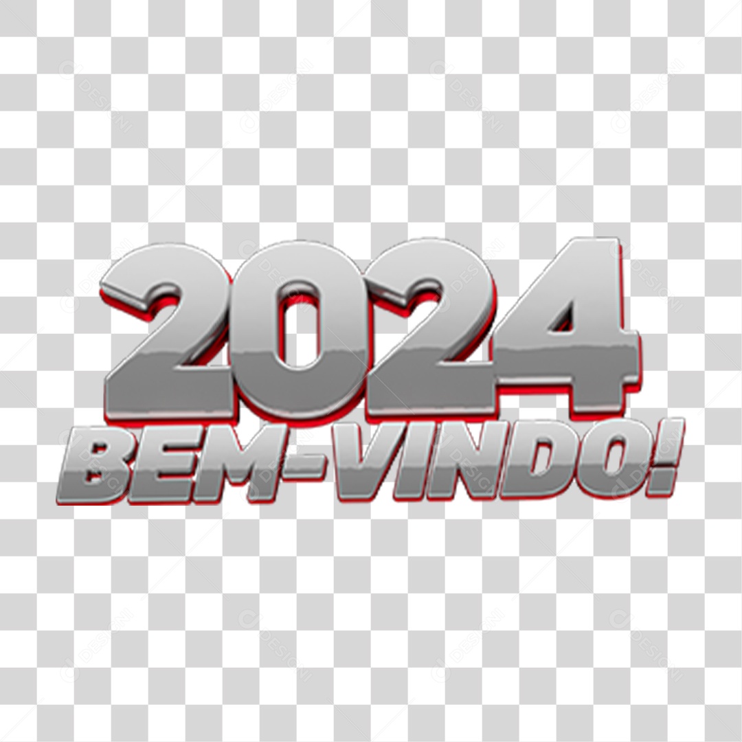 Selo 3D Bem Vindo 2024 PNG Transparente