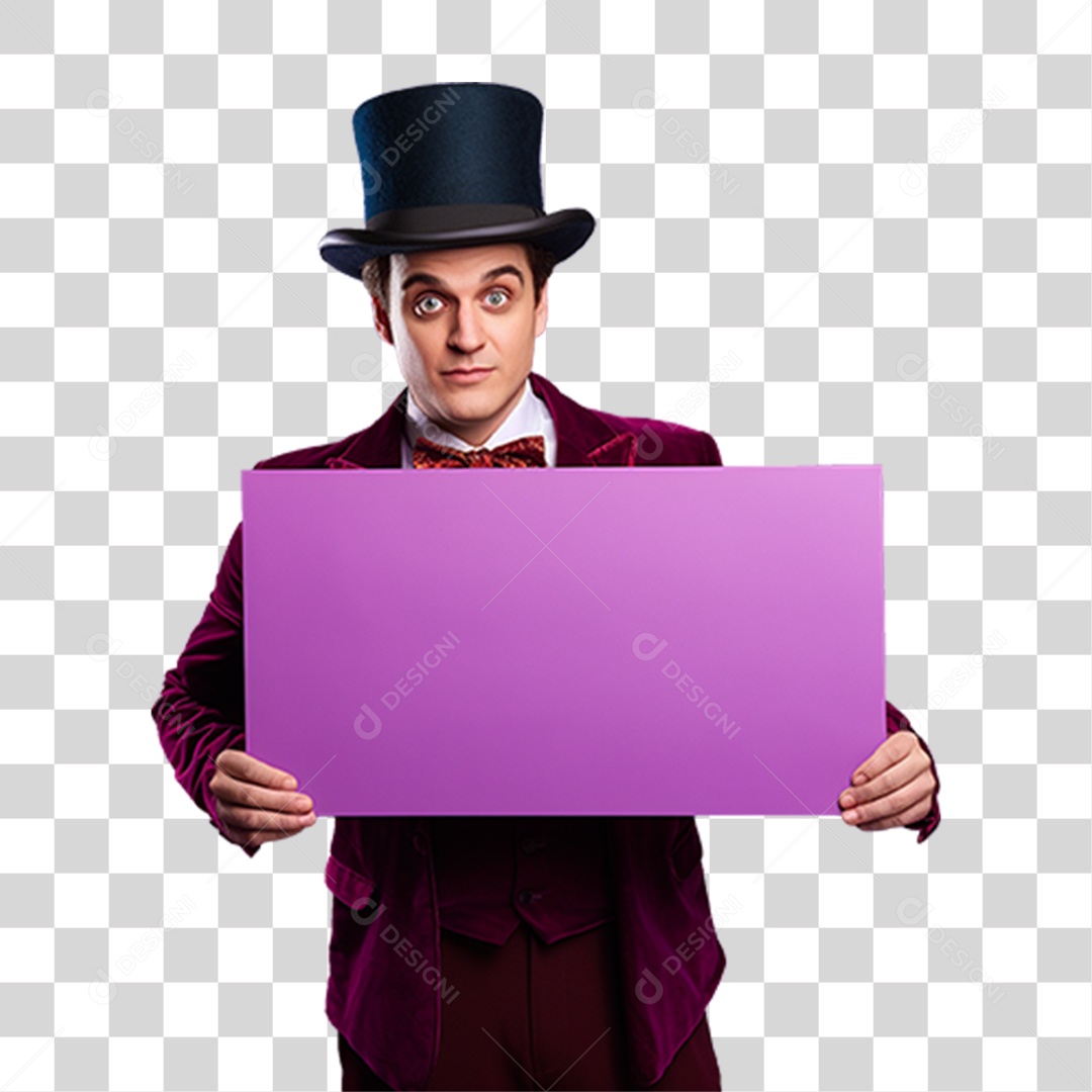 Homem Segurando Placa PNG Transparente