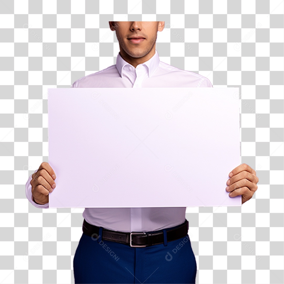 Homem Segurando Placa PNG Transparente