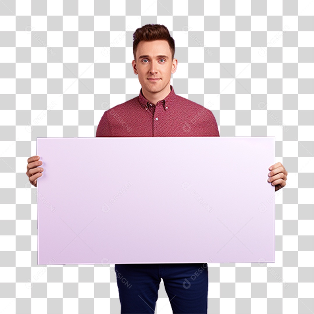 Homem Segurando Placa PNG Transparente