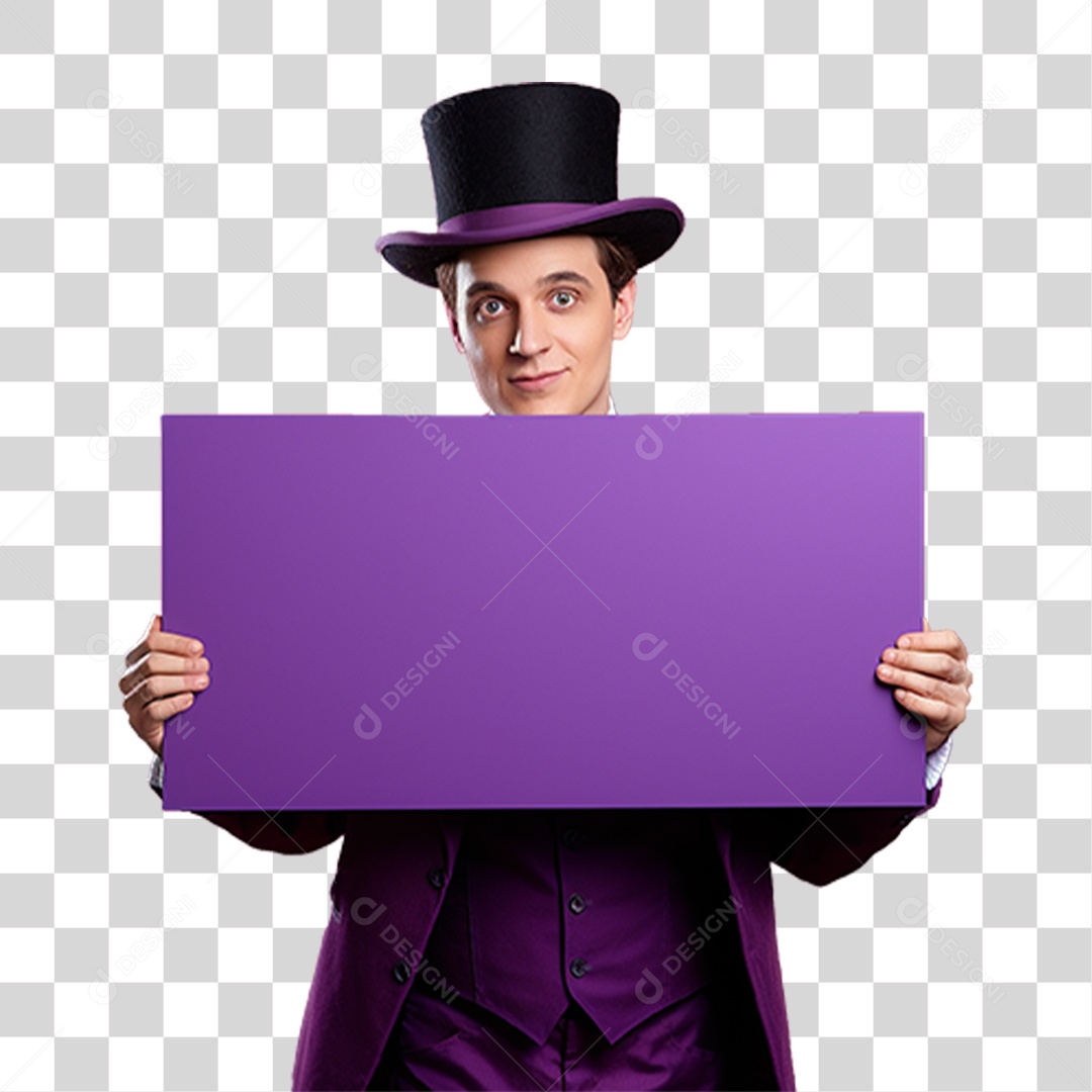 Homem Segurando Placa PNG Transparente