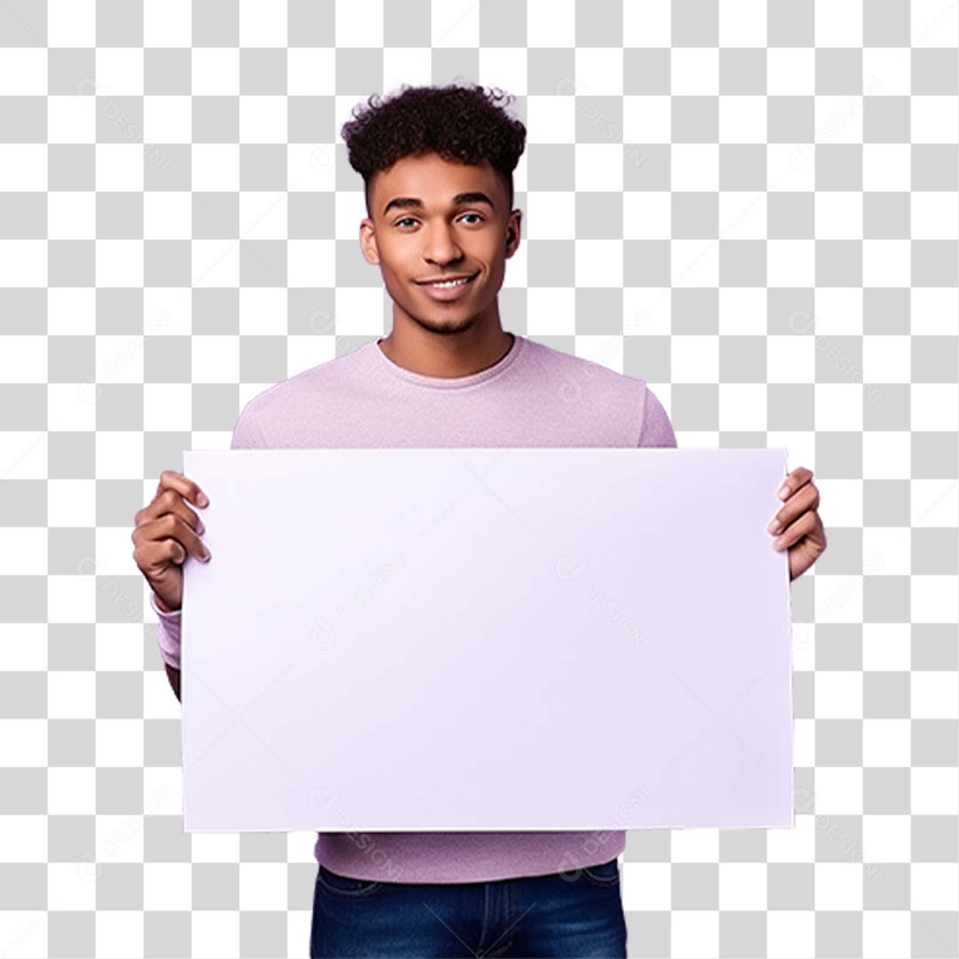 Homem Segurando Placa PNG Transparente