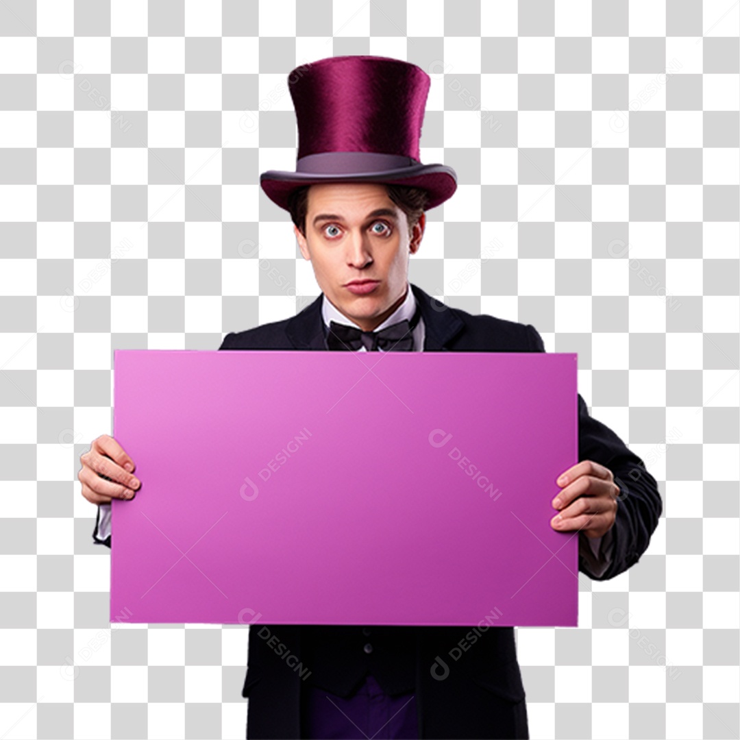 Homem Segurando Placa PNG Transparente