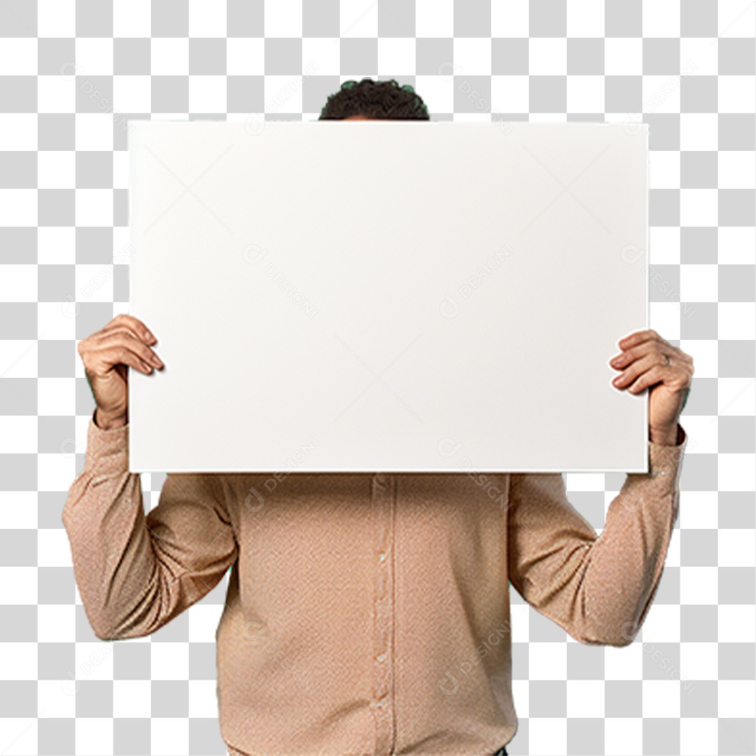 Homem Segurando Placa PNG Transparente