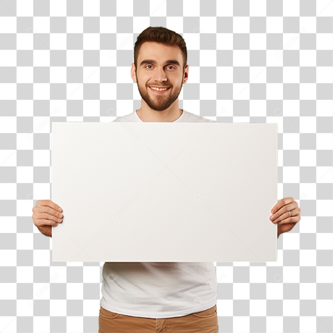 Homem Segurando Placa PNG Transparente
