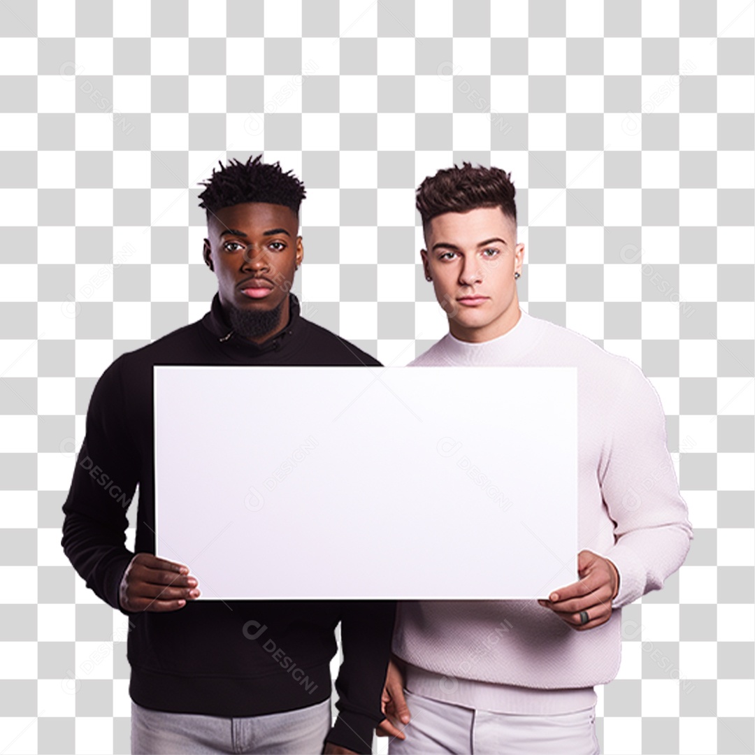 Homens Segurando Placa PNG Transparente