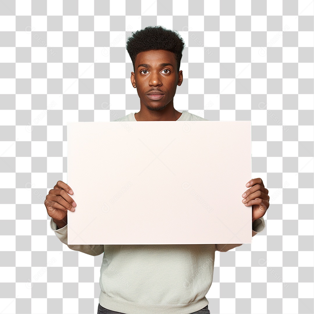 Homem Segurando Placa PNG Transparente