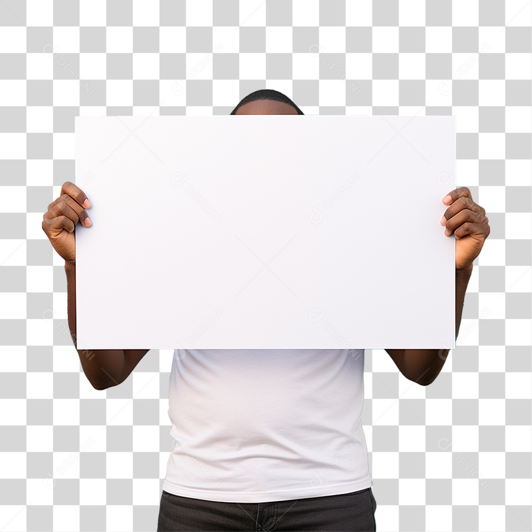 Homem Segurando Placa PNG Transparente