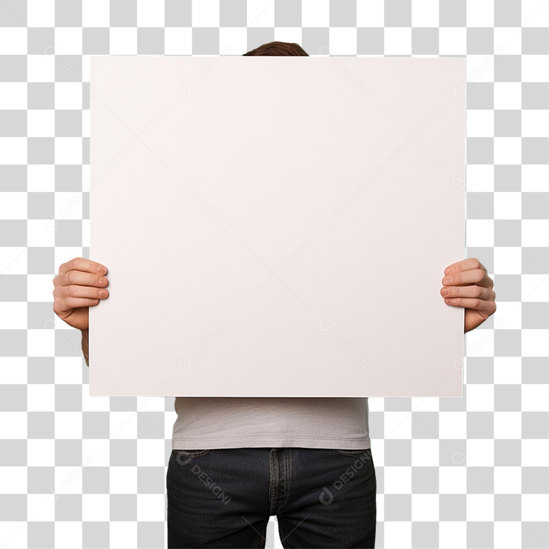 Homem Segurando Placa PNG Transparente