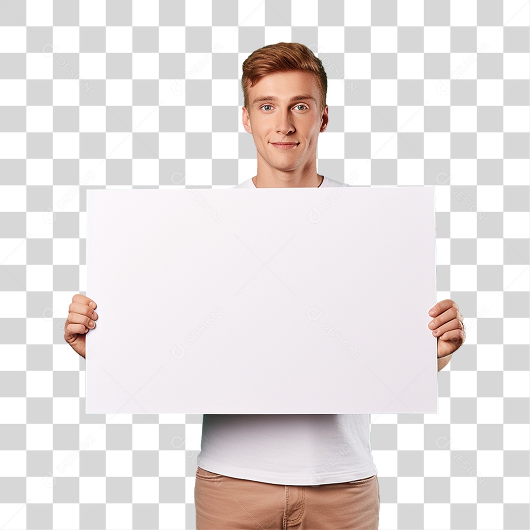 Homem Segurando Placa PNG Transparente