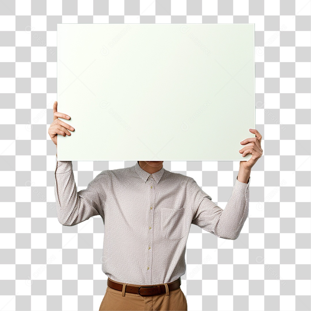 Homem Segurando Placa PNG Transparente