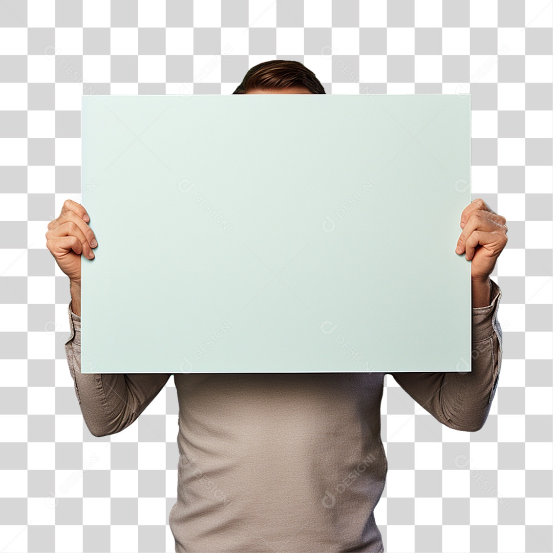 Homem Segurando Placa PNG Transparente