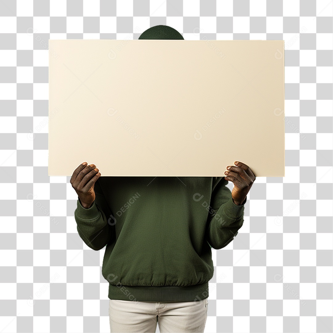 Homem Segurando Placa PNG Transparente